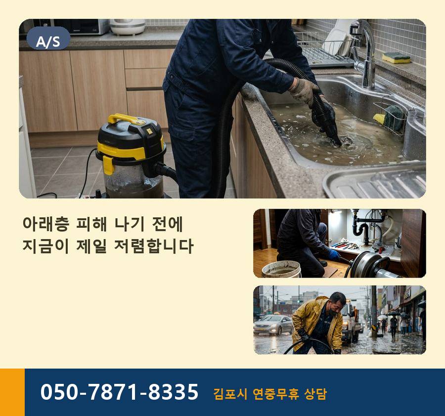 김포시 구래동 싱크대막힘 출장비 무료 현장 작업 사진 - 배관해결사