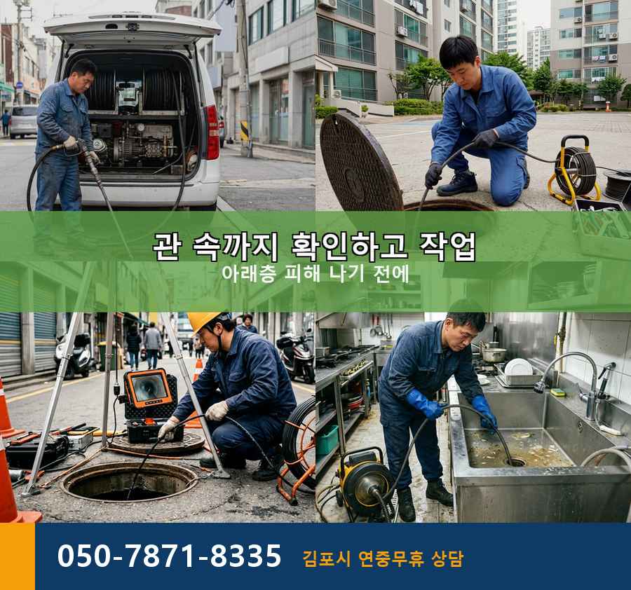 김포시 북변동 싱크대막힘 전문 업체 현장 작업 사진 - 배관해결사