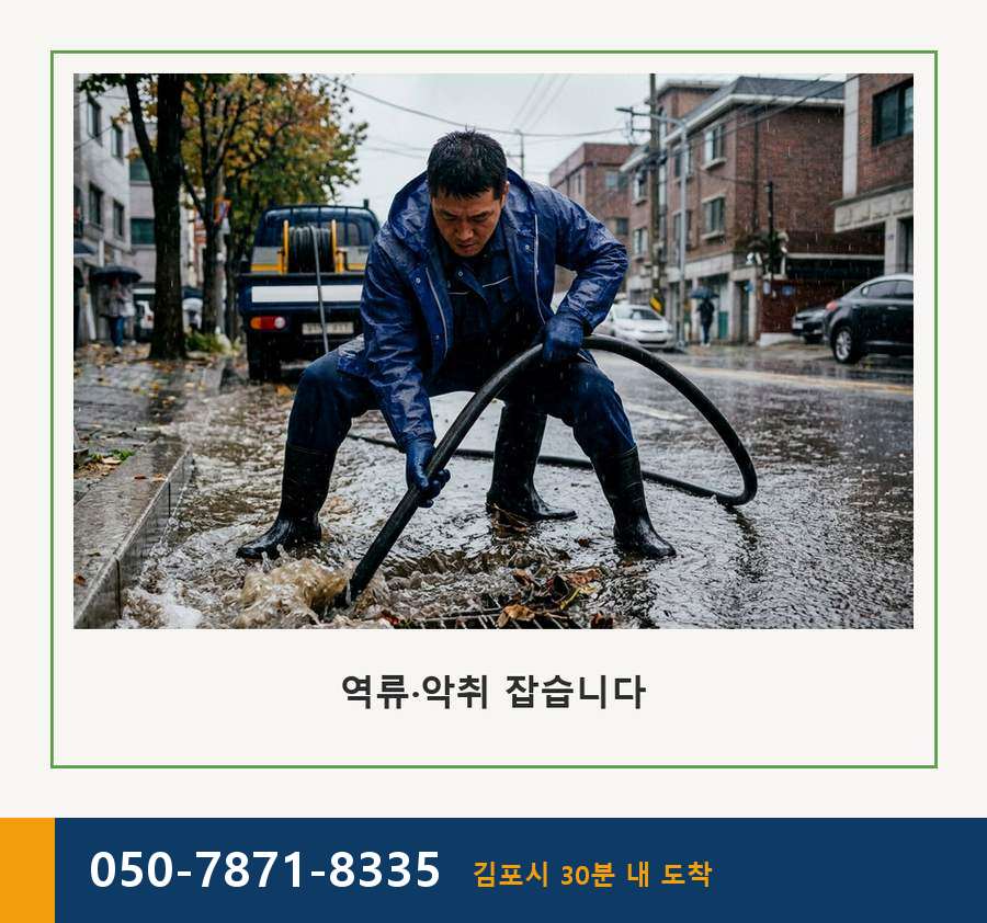 김포시 운양동 배수구막힘 원인 진단 현장 작업 사진 - 배관해결사